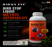 Hawkx Eye Methyl Anthranilate Bird Stop Liquid - 1kg Transparent Plastic Bottle, Odourless, Eco Friendly, Spray Or Spread