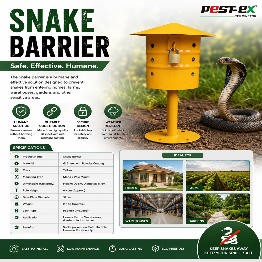 HAWKX EYE Snake Barrier - Heavy-Duty Metal Powder-Coated Yellow Cylindrical with Lockable Tamper-Proof Design