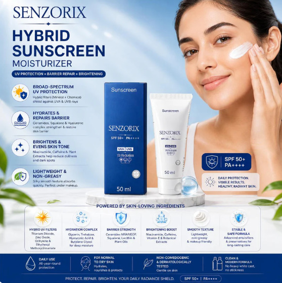 Hybrid Sunscreen SPF 50 PA++++ with 11 Active Ingredients