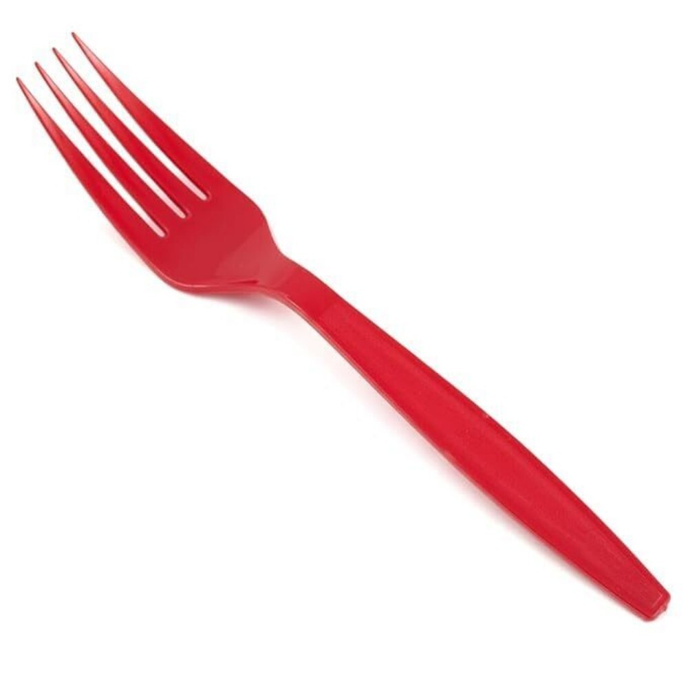 Red Plastic Fork Spoon - Handle Type: Straight