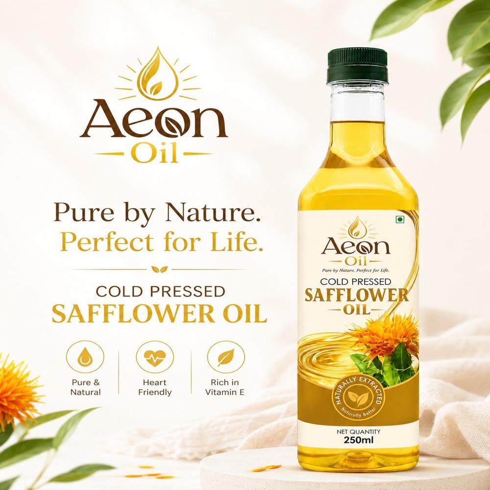 Cold Pressed Safflower Oil 250 Ml - Unrefined, Light Yellow, Cold Extraction, 100% Natural, Heart Friendly, Vitamin E Rich
