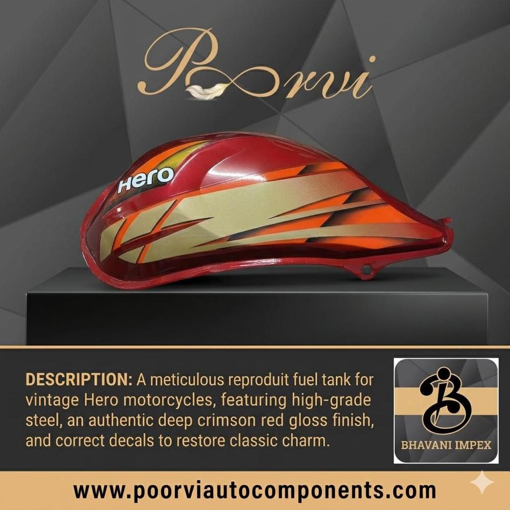 PPT-469C Splendor O/M Fuel Tank - High-Grade Steel, Deep Crimson Red, OEM Fitment | Corrosion-Resistant, Impact-Resistant, Restoration Grade