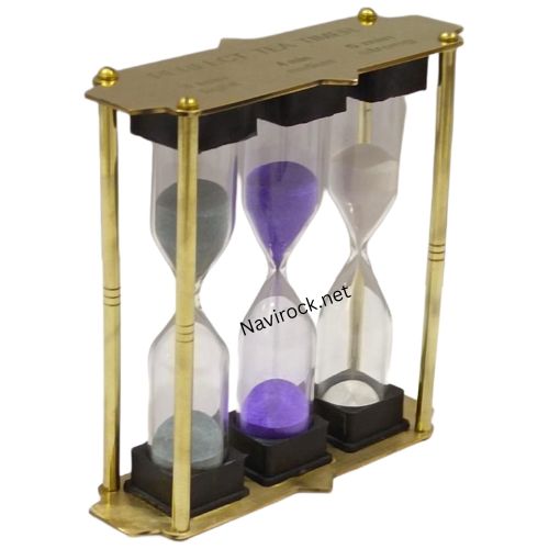 Brass Frame Hourglass Timer Small Sand Timer - Color: Yellow Black