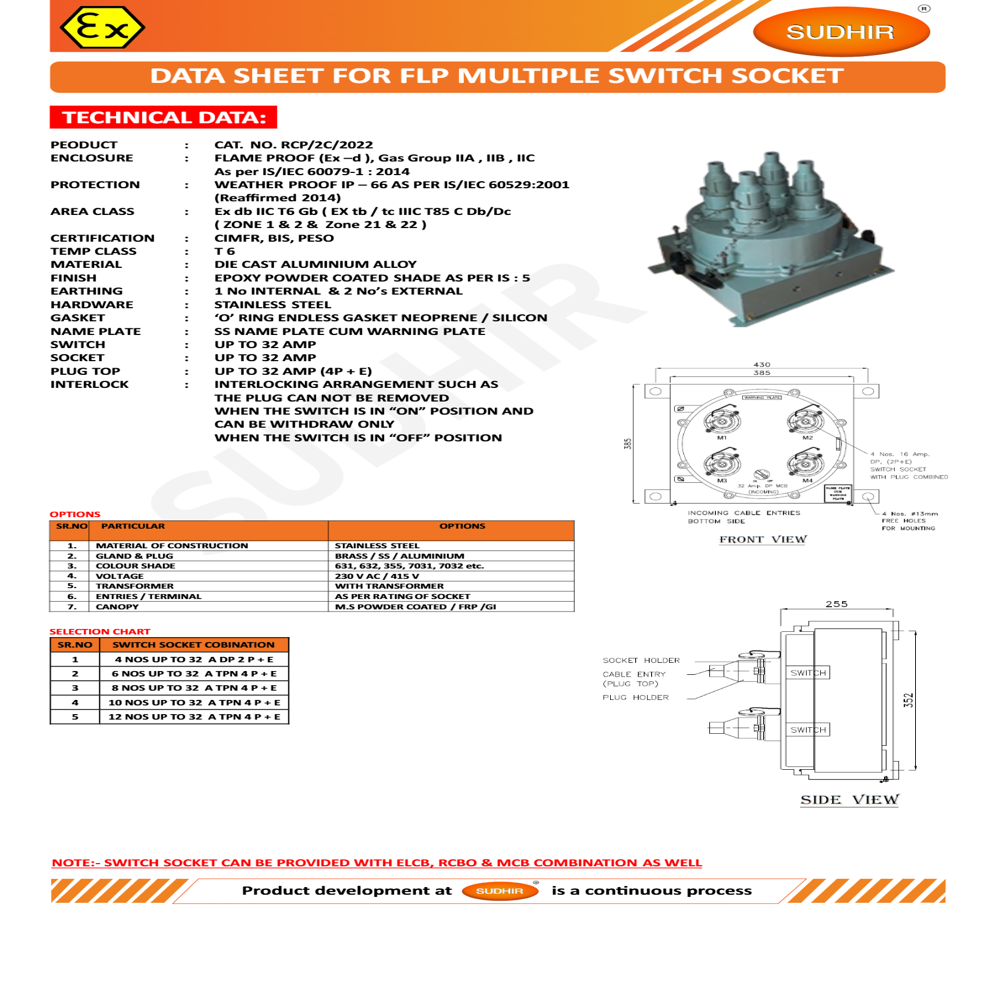 Flameproof Multiple Switch Socket