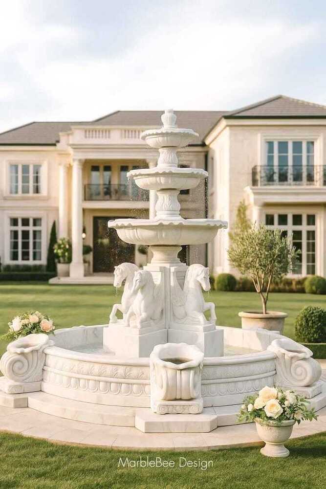 Marble horse fountain