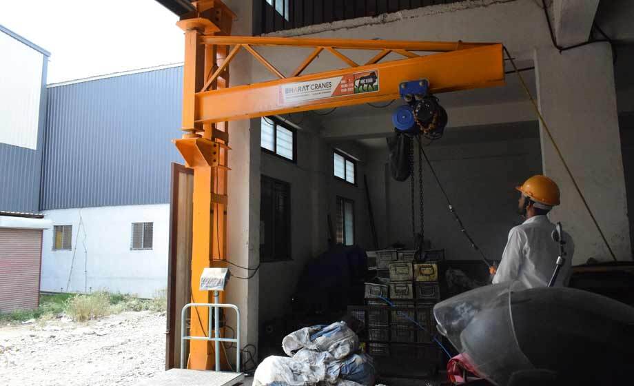 Pillar Mounted Jib Crane - Mild Steel, 5 Ton, 8m Span | 360â° Rotation, Electric Hoist, Corrosion-resistant Finish