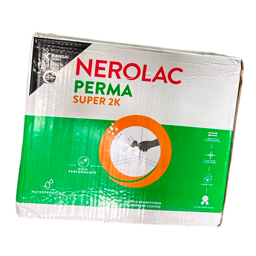 Nerolac Perma Super 2K Waterproofing Coating - Acrylic Polymer & Cementitious Powder, White/Grey | UV Resistant, Crack Bridging, Low Water Absorption