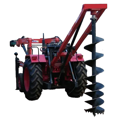 Tractor Pole Hydra Machine - Mild Steel, 2200x800x1800 mm, Red | PTO Driven, Hydraulic Lift, Safety Guards, Overload Clutch