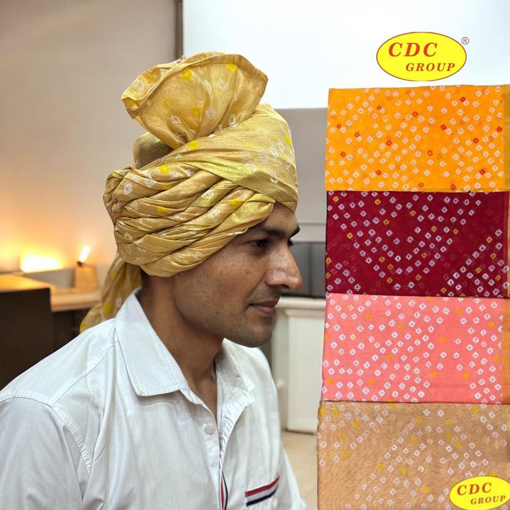 Organza Fabric Groom Safa - Design: Bandhej