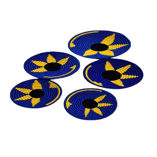 S5 Golden Star Wall Basket - Color: Blue And Yellow