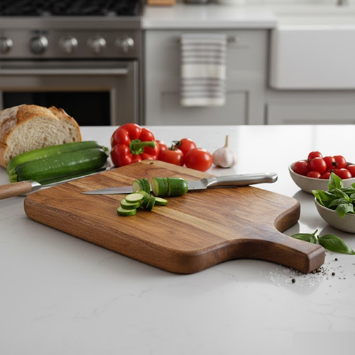 Acacia Wood Cutting Board Large Size - Handle Type: Integrated Wooden Handle
