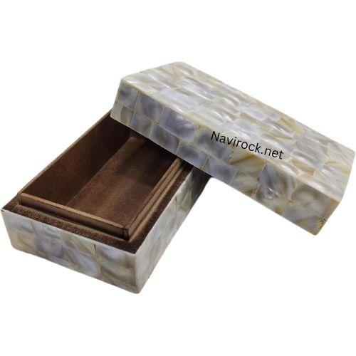 Vintage Handmade Natural Mother Of Pearl Inlay Decorative Jewelry And Storage Box