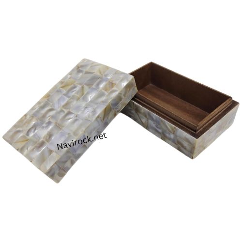 Vintage Handmade Natural Mother Of Pearl Inlay Decorative Jewelry And Storage Box