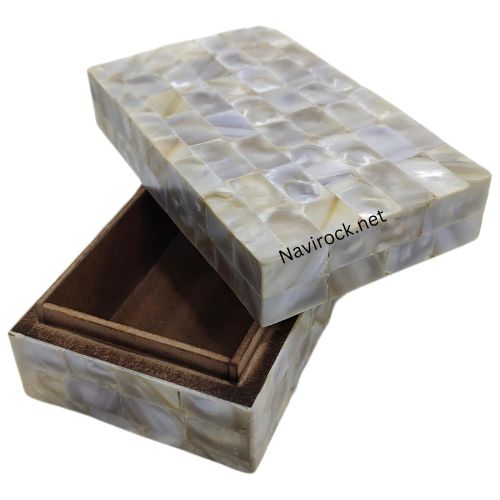 Vintage Handmade Natural Mother Of Pearl Inlay Decorative Jewelry And Storage Box