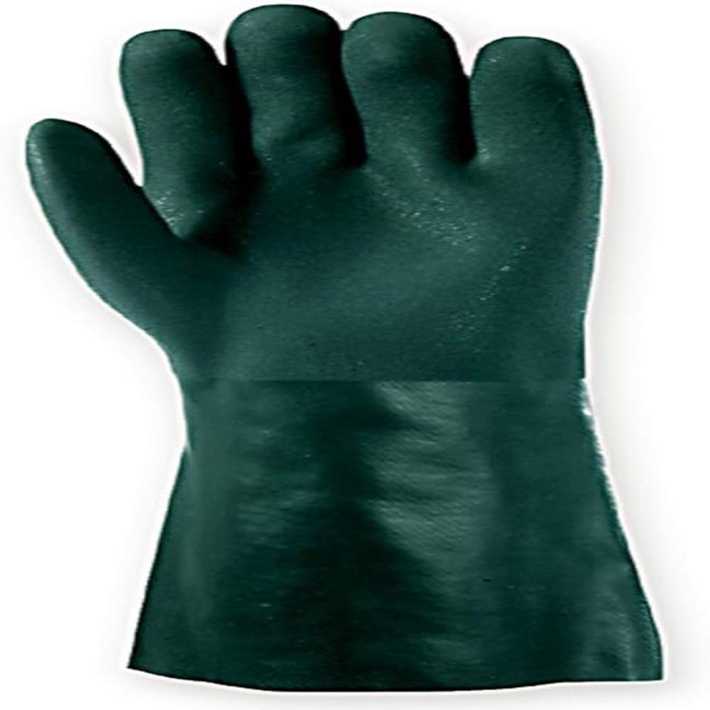 Sunlong Make Pvc Supported Green Hand Gloves
