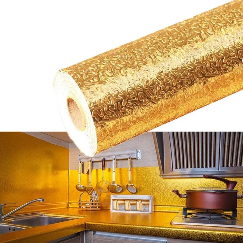 Oil-Proof Aluminum Foil Sticker Waterproof Self-Adhesive Kitchen Wallpaper