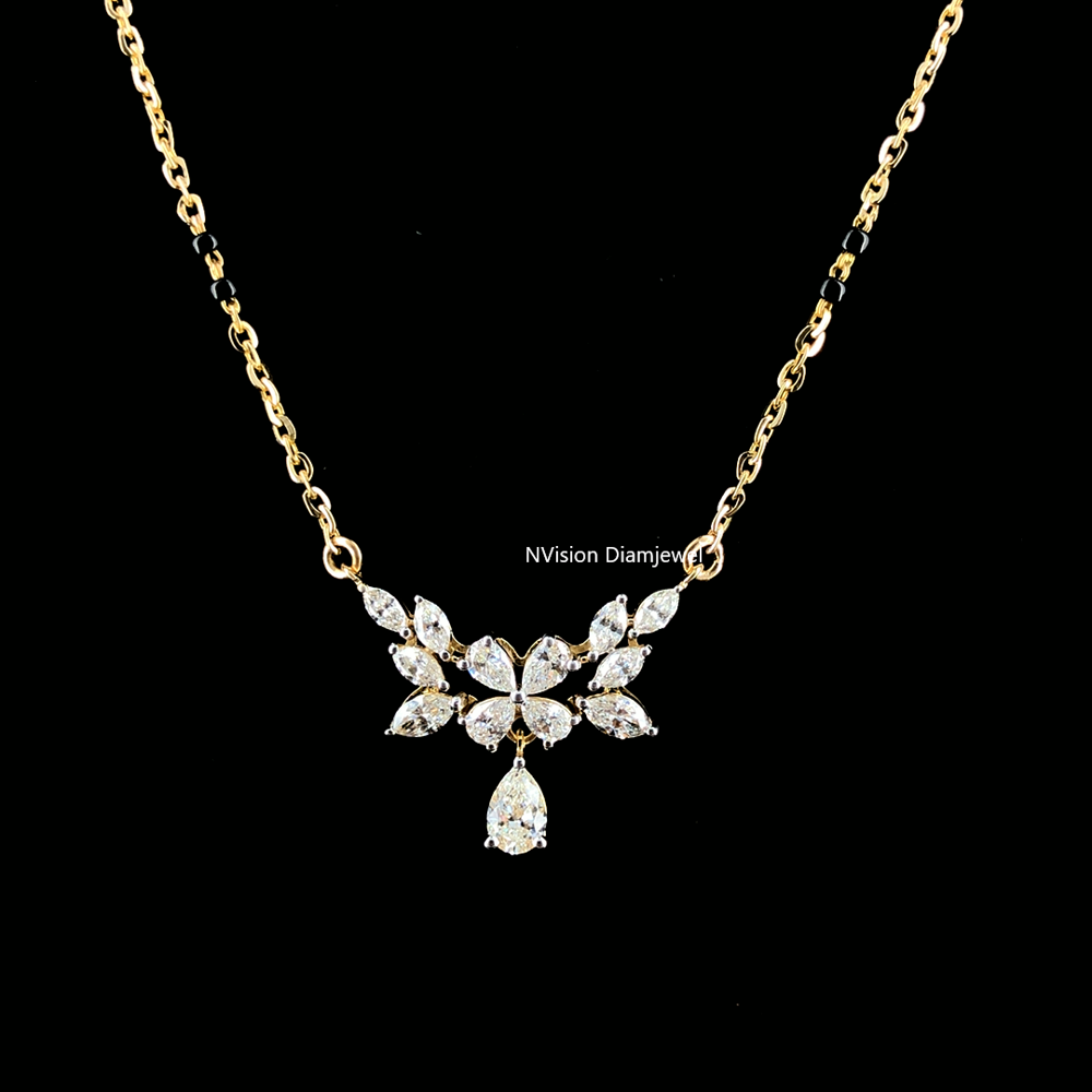 Pear and Marquise Fancy Shape Natural Diamond Mangalsutra