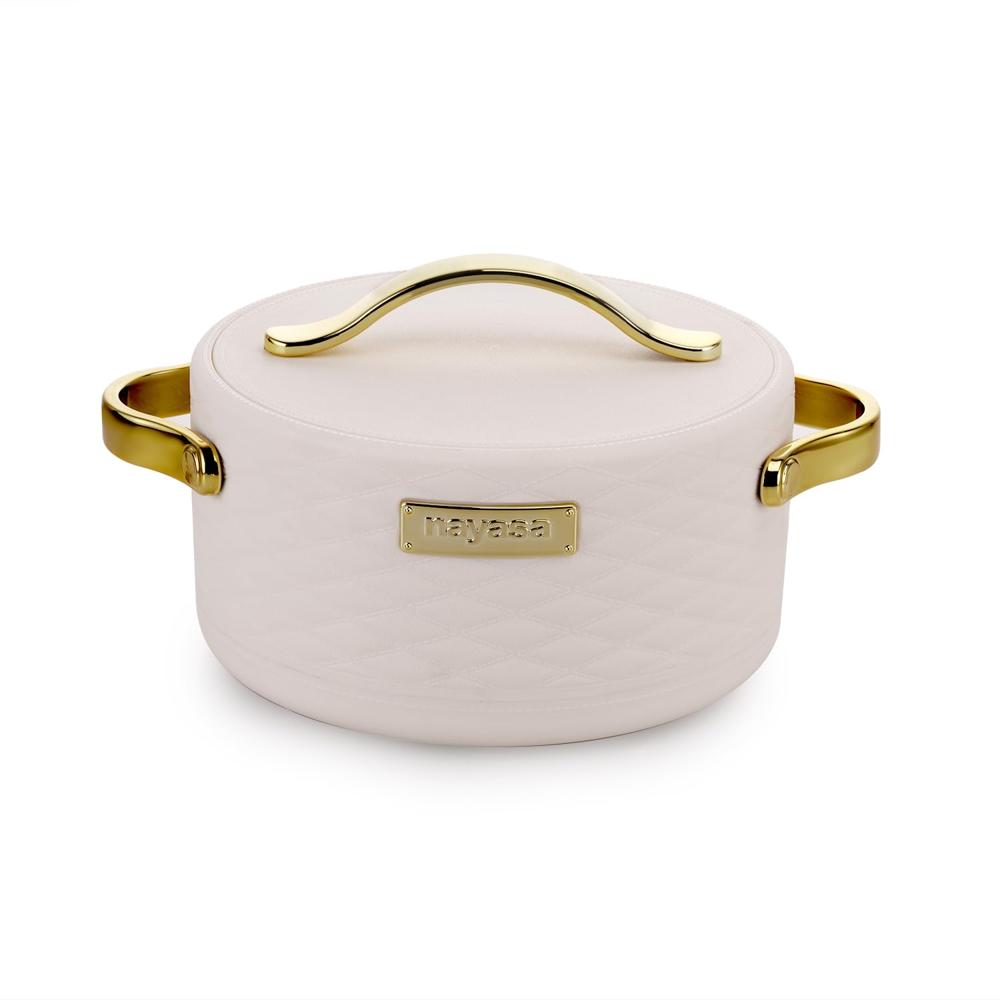 Nayasa Tyson Insulated Inner Steel Casserole 1500 Ml - Color: Grey & Light Brown & Sand & White