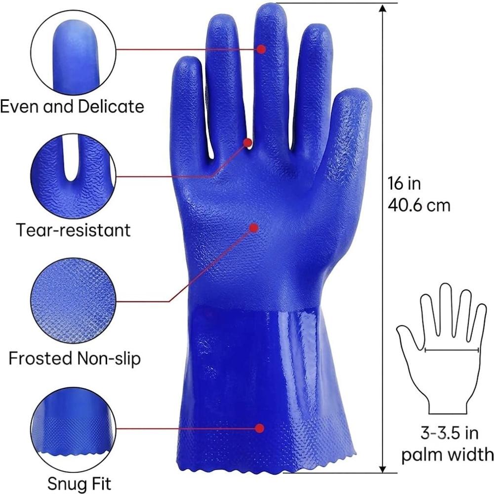 PVC Supported Double Deep Blue Hand Gloves