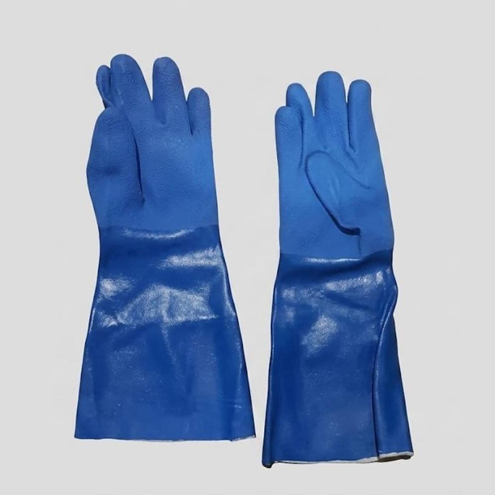 PVC Supported Double Deep Blue Hand Gloves