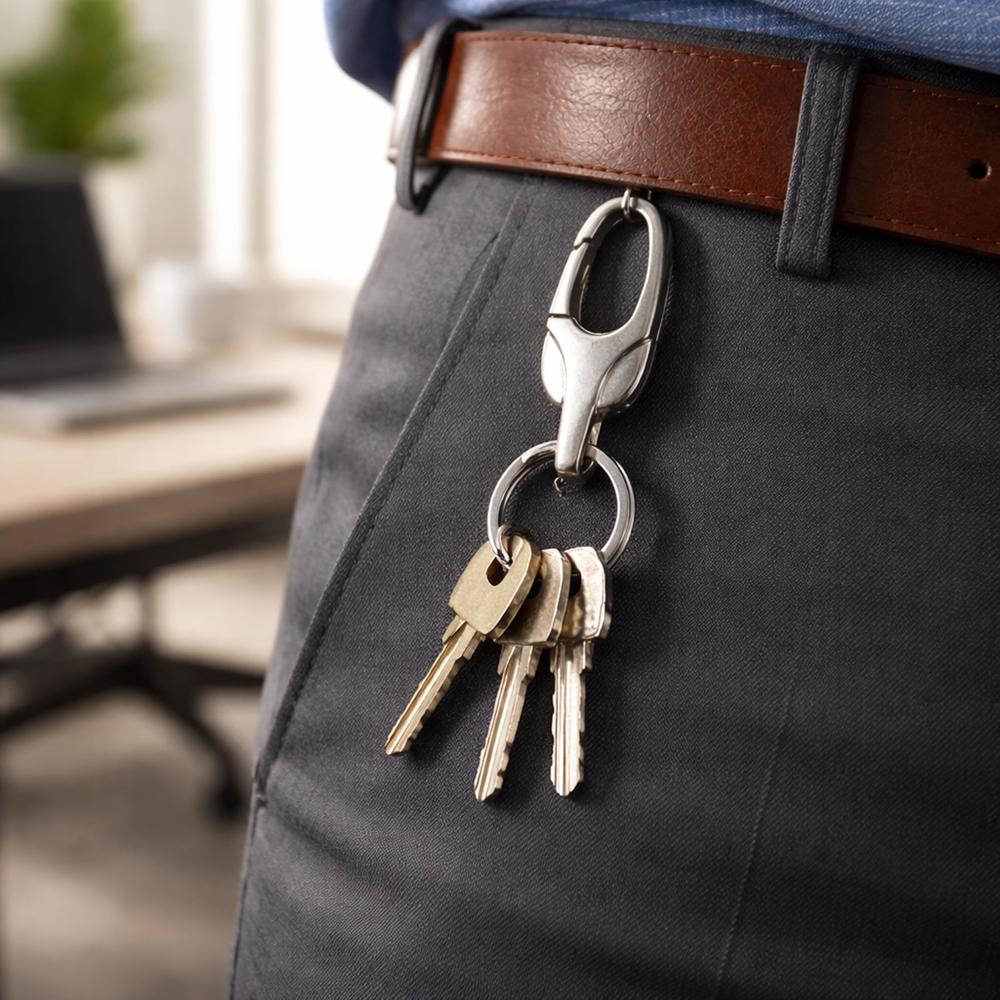 Stylish Metal Key Holder Keychain with Secure Lock Clip 1 Pc
