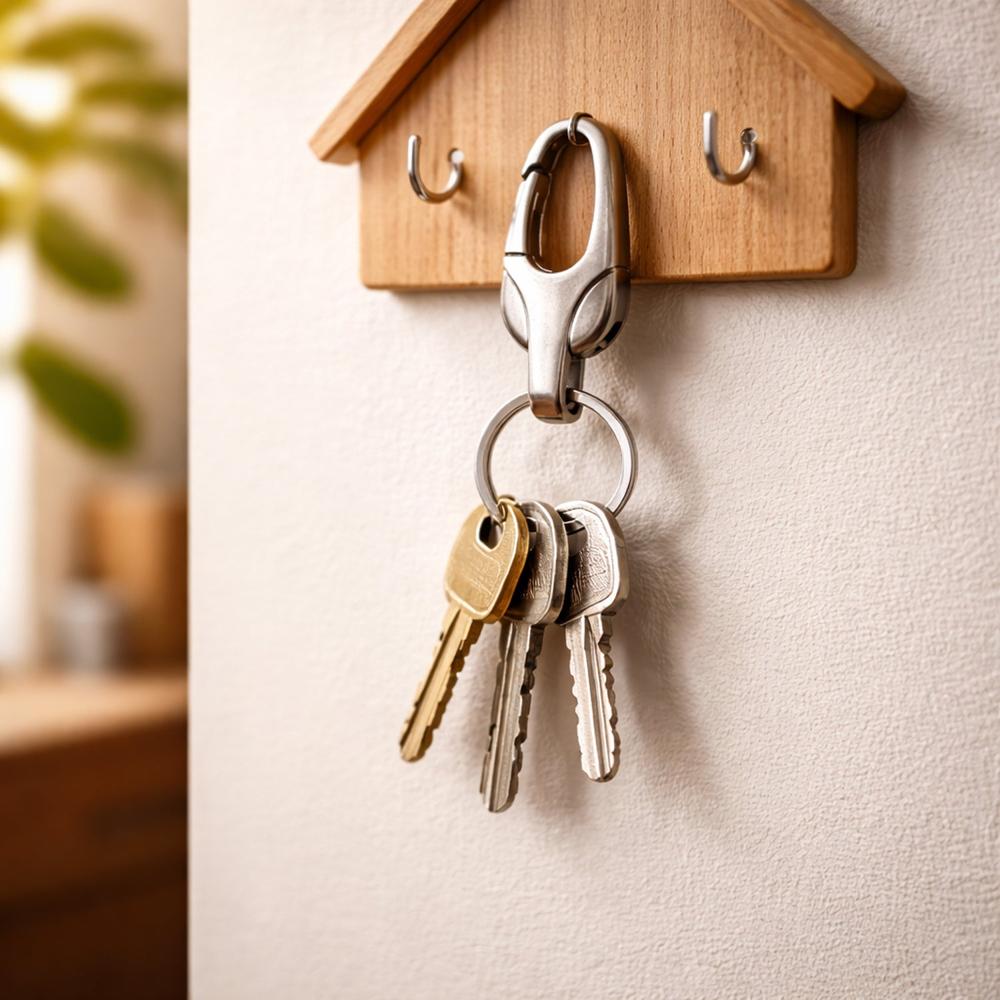 Stylish Metal Key Holder Keychain with Secure Lock Clip 1 Pc