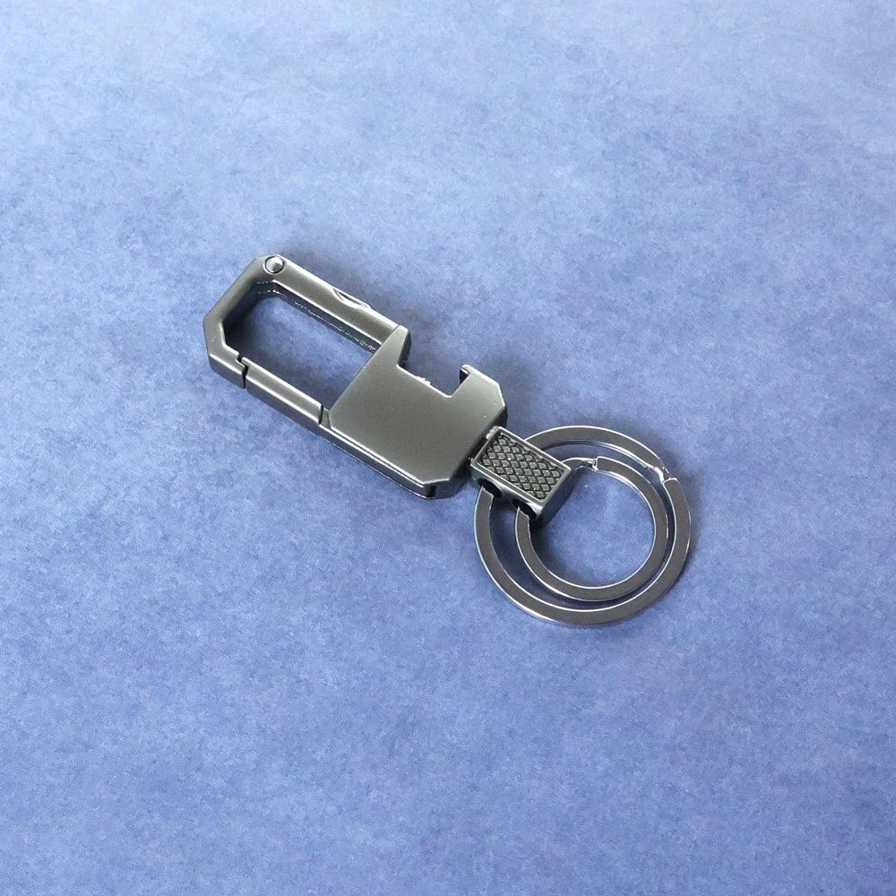 Premium Metal Key Holder with Dual Ring & Secure Clip (1 Pc)