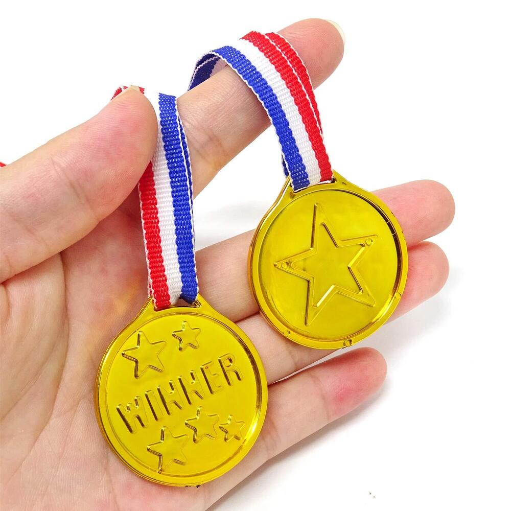 Plastic Medals - Durable Plastic Polymer, 5 Cm Diameter, Gold Color, Glossy Metallic Finish | Lightweight, Customizable, Eco-friendly, Neck Strap