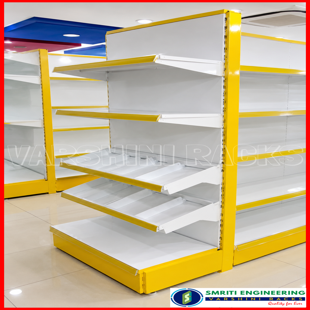 Double Sided Supermarket Display Rack - Color: Silver