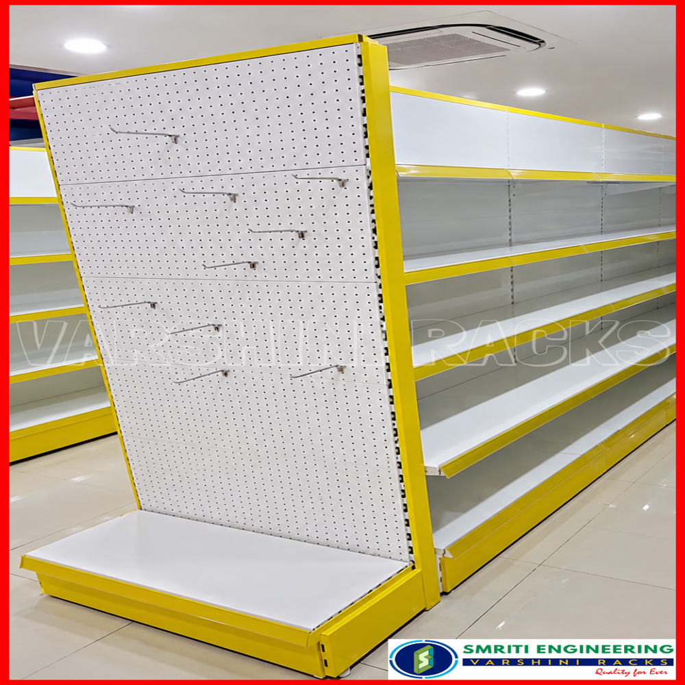 Double Sided Supermarket Display Rack - Color: Silver