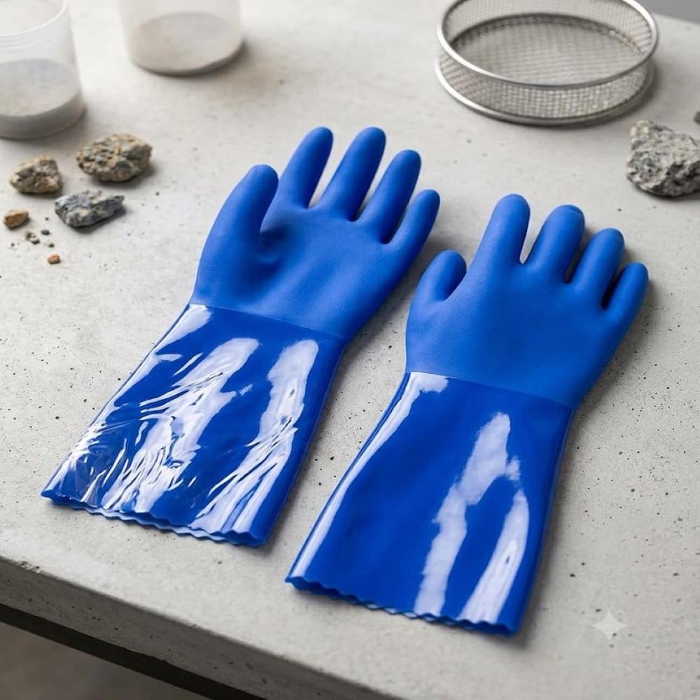 PVC Supported Hand Gloves With Inner Cotton Interlock Lining