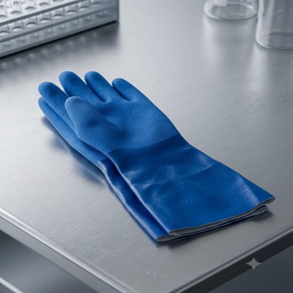 Pvc Supported Gloves - Pvc-coated, Full Finger Design, Blue | Flexible Fit, Textile Lining, Chemical & Abrasion Resistant, Textured Grip