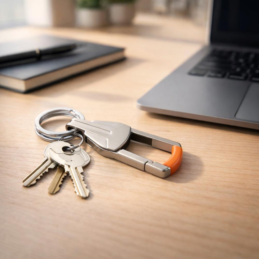 Stylish Metal Key Holder with Dual Ring Design Durable Keychain (1 Pc)