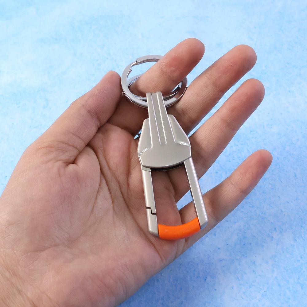 Stylish Metal Key Holder with Dual Ring Design Durable Keychain (1 Pc)