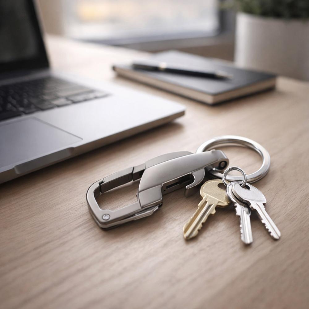 Heavy Duty Metal Key Holder with Secure Lock Keychain (1 Pc)