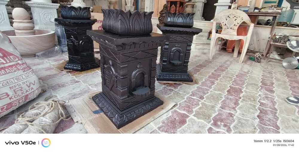 Black marble Tulsi pot