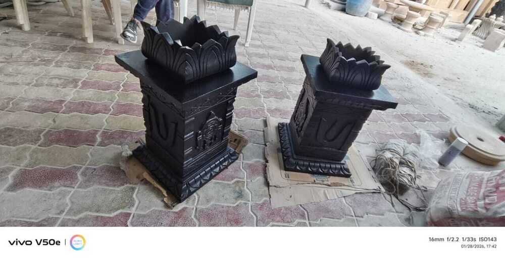 Black marble Tulsi pot