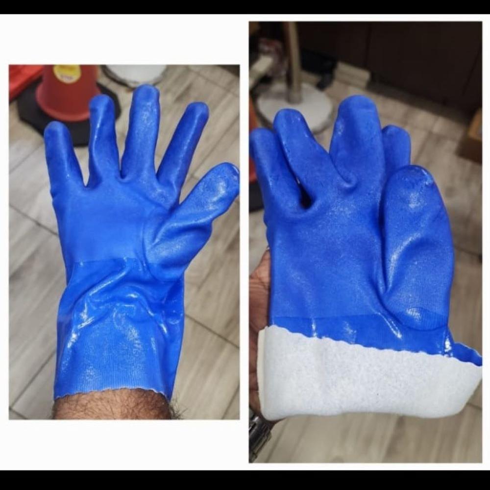 Green Pvc Supported Gloves - Style: Full Finger