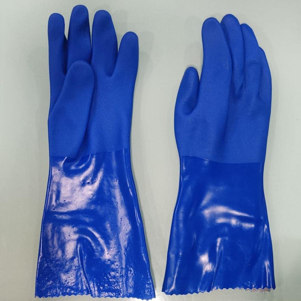 Green Pvc Supported Gloves - Style: Full Finger