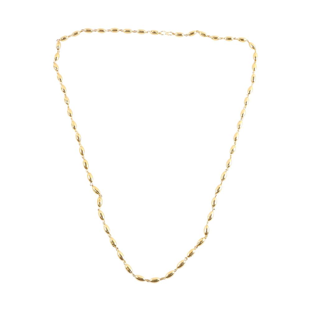 Elegant Gold-Tone Oval Bead Necklace Chain for Women (1 Pc)