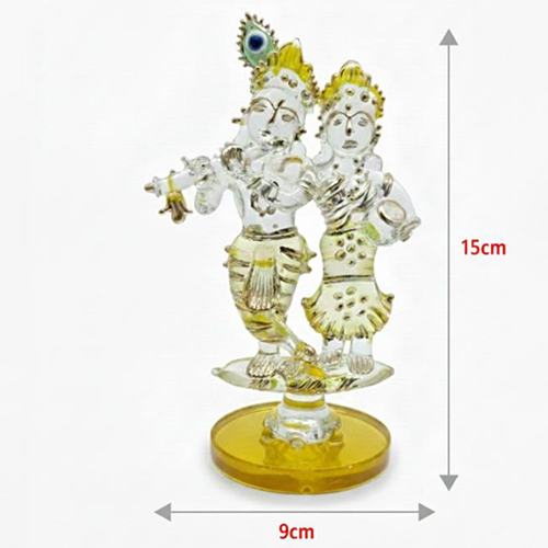 Yellow Radha Krishna Statue