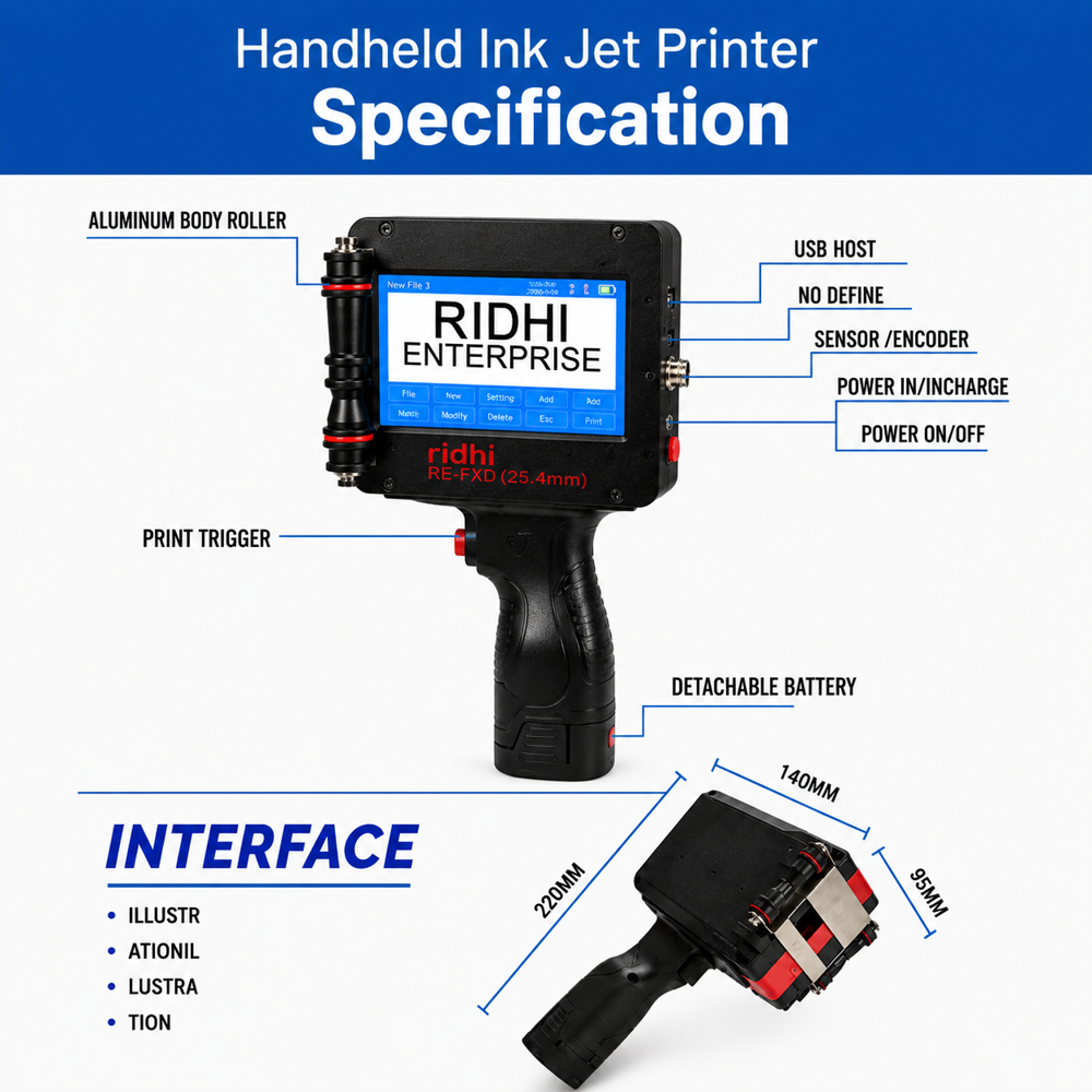 RIDHI Handheld INKJET Printer 1 INCH