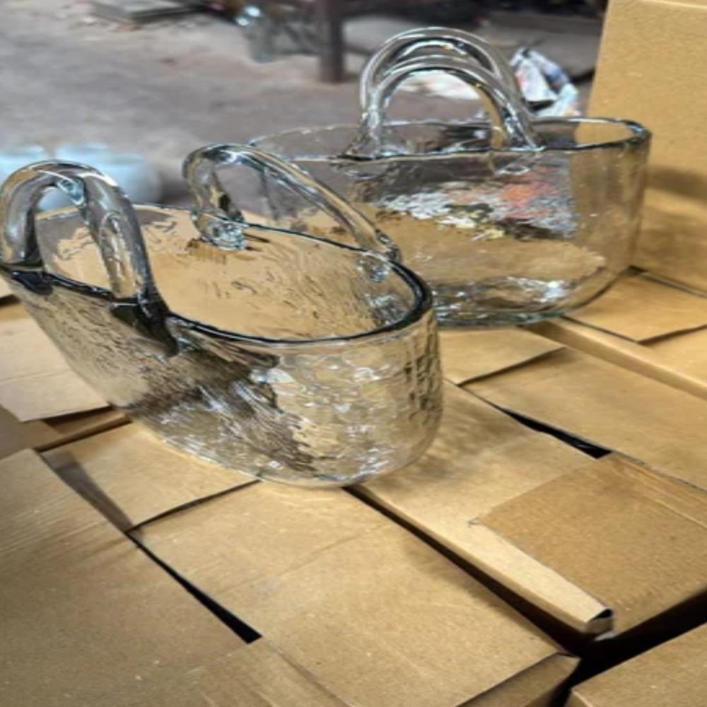 Glass Big Basket Vase