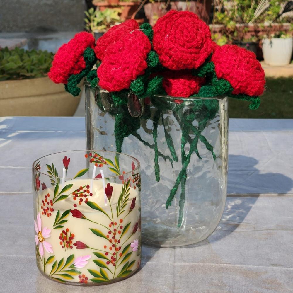 Glass Big Basket Vase