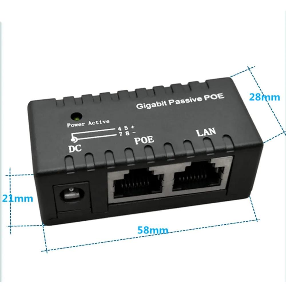 POE DC12v-48v 1000Mbps Gigabit Single port Passive POE Injector Power Adapter Module Accessories