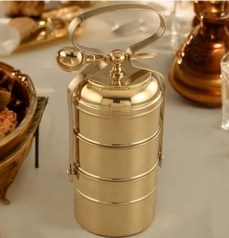 Brass Lunch Box - Color: Golden