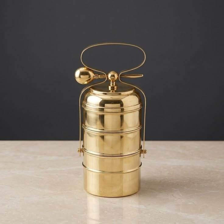 Brass Lunch Box - Color: Golden
