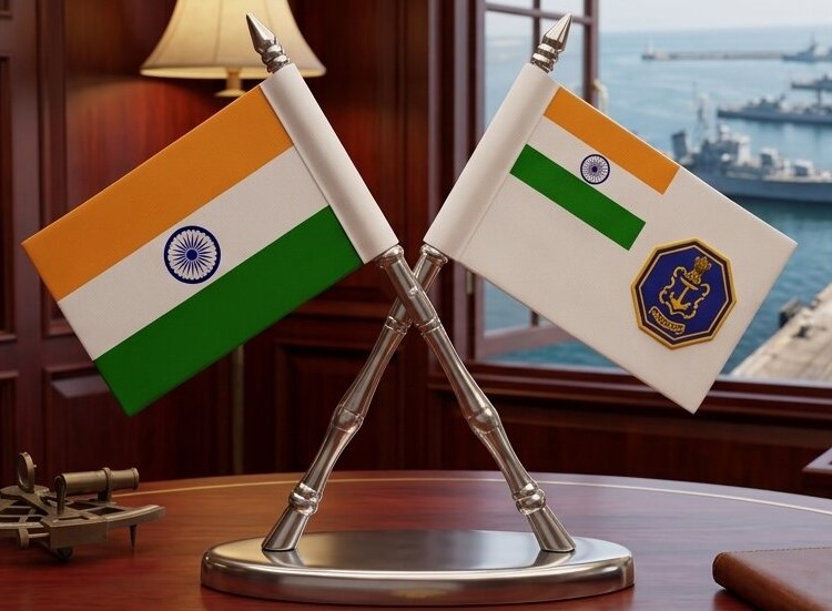 Navy Table Flag - Color: Tri-color (saffron
