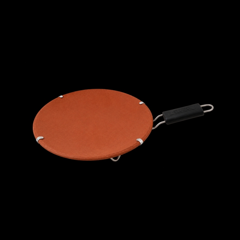 Reddish Brown Clay Simple Tawa (With Handle)(10 Inch), For Cookware
