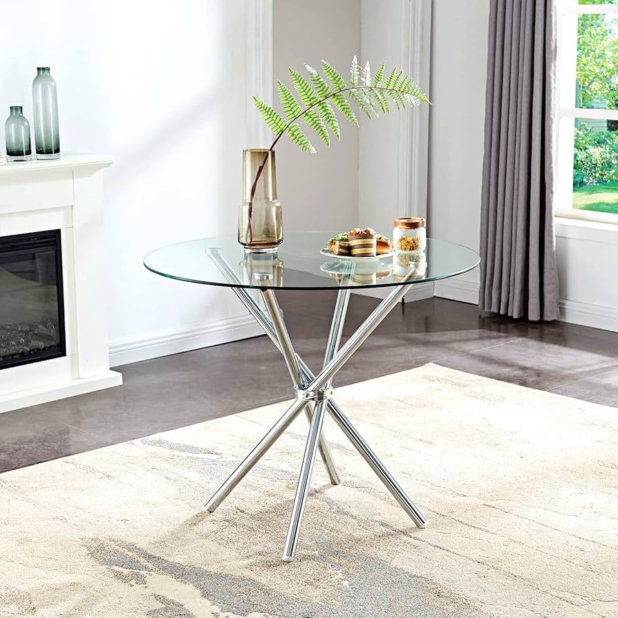 Glass Round Table - Color: Copper Color